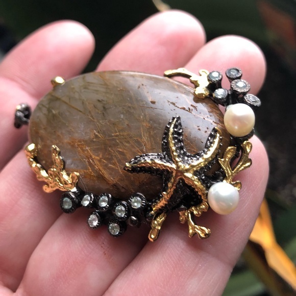 Natural Rutilated quartz Pearl artisan pendant - Picture 6 of 9